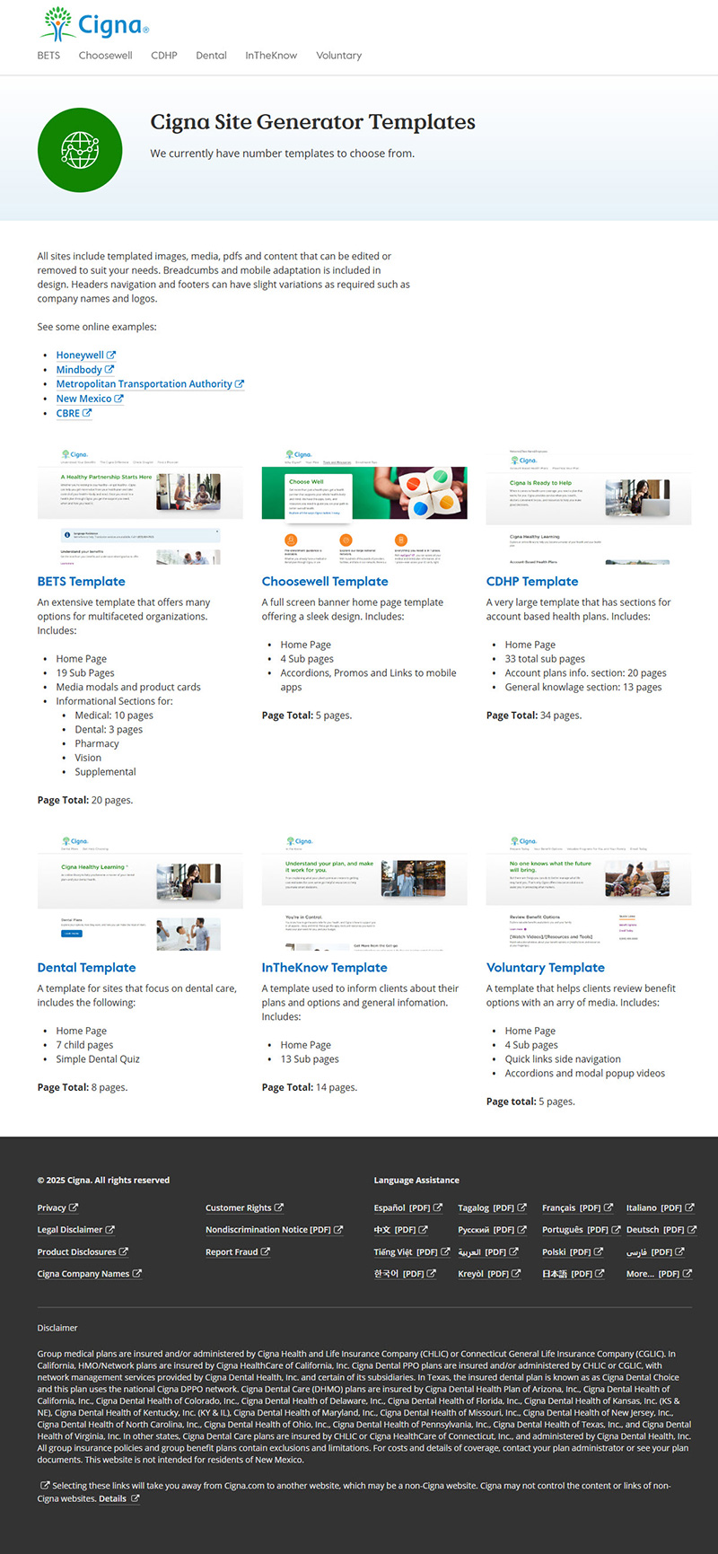 Cigna Site Generator Tool